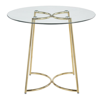 LumiSource Cece 35in Round Dinette Table | Glam Gold Steel & Clear Glass | Kitchen & Dining Room Table | 35 x 35 x 30.25 in | Model DT-CECE35AUGL