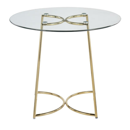 LumiSource Cece 35in Round Dinette Table | Glam Gold Steel & Clear Glass | Kitchen & Dining Room Table | 35 x 35 x 30.25 in | Model DT-CECE35AUGL