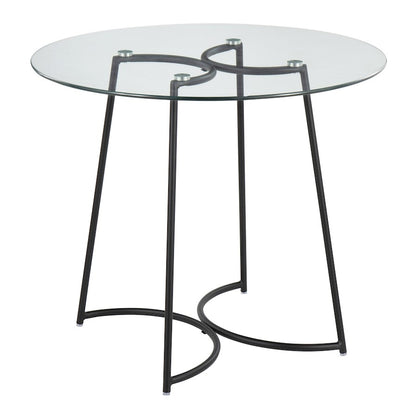 LumiSource Cece 35in Round Dinette Table | Glam Black Steel & Clear Glass | Kitchen & Dining Room Table | 35 x 35 x 30.25 in | Model DT-CECE35BKGL