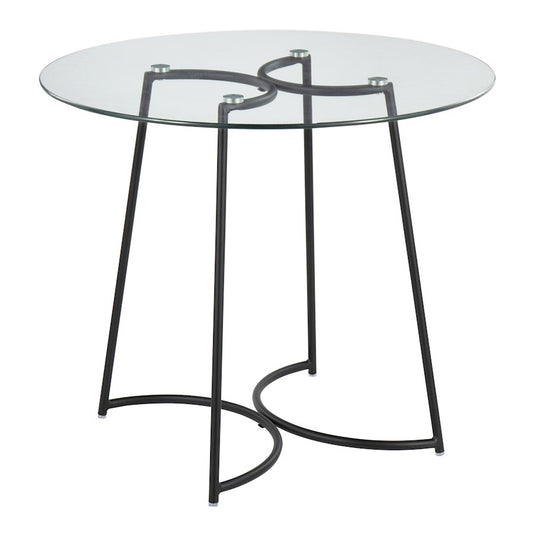 LumiSource Cece 35in Round Dinette Table | Glam Black Steel & Clear Glass | Kitchen & Dining Room Table | 35 x 35 x 30.25 in | Model DT-CECE35BKGL