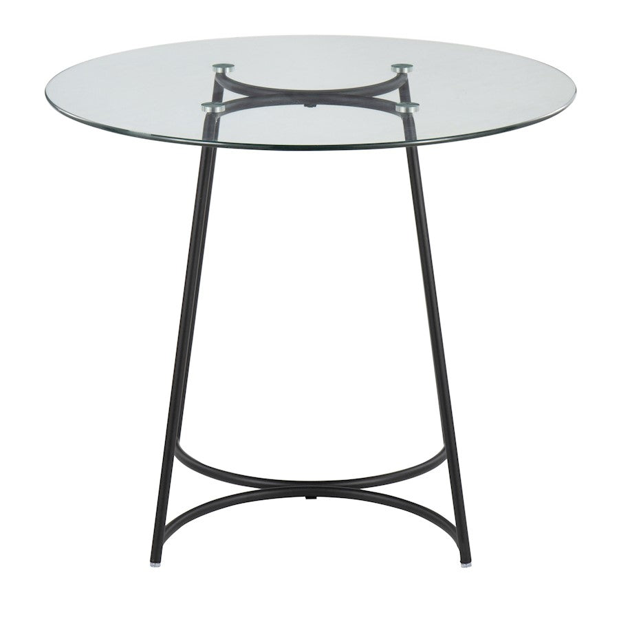 LumiSource Cece 35in Round Dinette Table | Glam Black Steel & Clear Glass | Kitchen & Dining Room Table | 35 x 35 x 30.25 in | Model DT-CECE35BKGL
