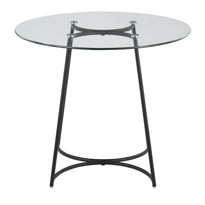 LumiSource Cece 35in Round Dinette Table | Glam Black Steel & Clear Glass | Kitchen & Dining Room Table | 35 x 35 x 30.25 in | Model DT-CECE35BKGL