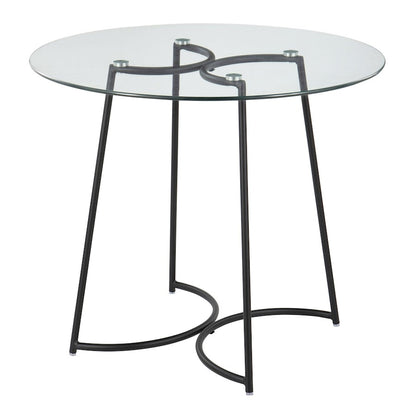 LumiSource Cece 35in Round Dinette Table | Glam Black Steel & Clear Glass | Kitchen & Dining Room Table | 35 x 35 x 30.25 in | Model DT-CECE35BKGL