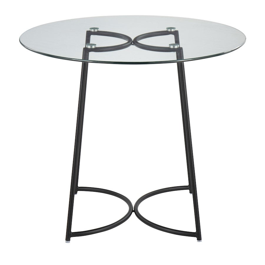 LumiSource Cece 35in Round Dinette Table | Glam Black Steel & Clear Glass | Kitchen & Dining Room Table | 35 x 35 x 30.25 in | Model DT-CECE35BKGL