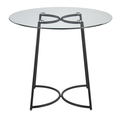 LumiSource Cece 35in Round Dinette Table | Glam Black Steel & Clear Glass | Kitchen & Dining Room Table | 35 x 35 x 30.25 in | Model DT-CECE35BKGL