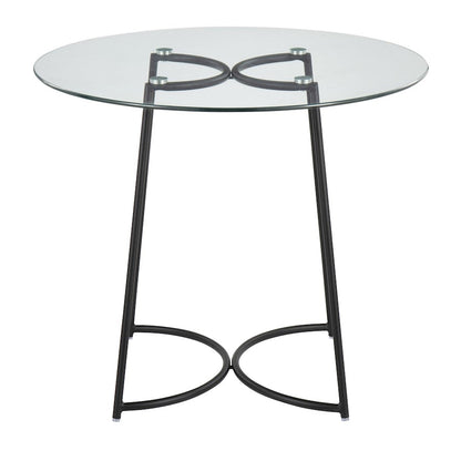 LumiSource Cece 35in Round Dinette Table | Glam Black Steel & Clear Glass | Kitchen & Dining Room Table | 35 x 35 x 30.25 in | Model DT-CECE35BKGL