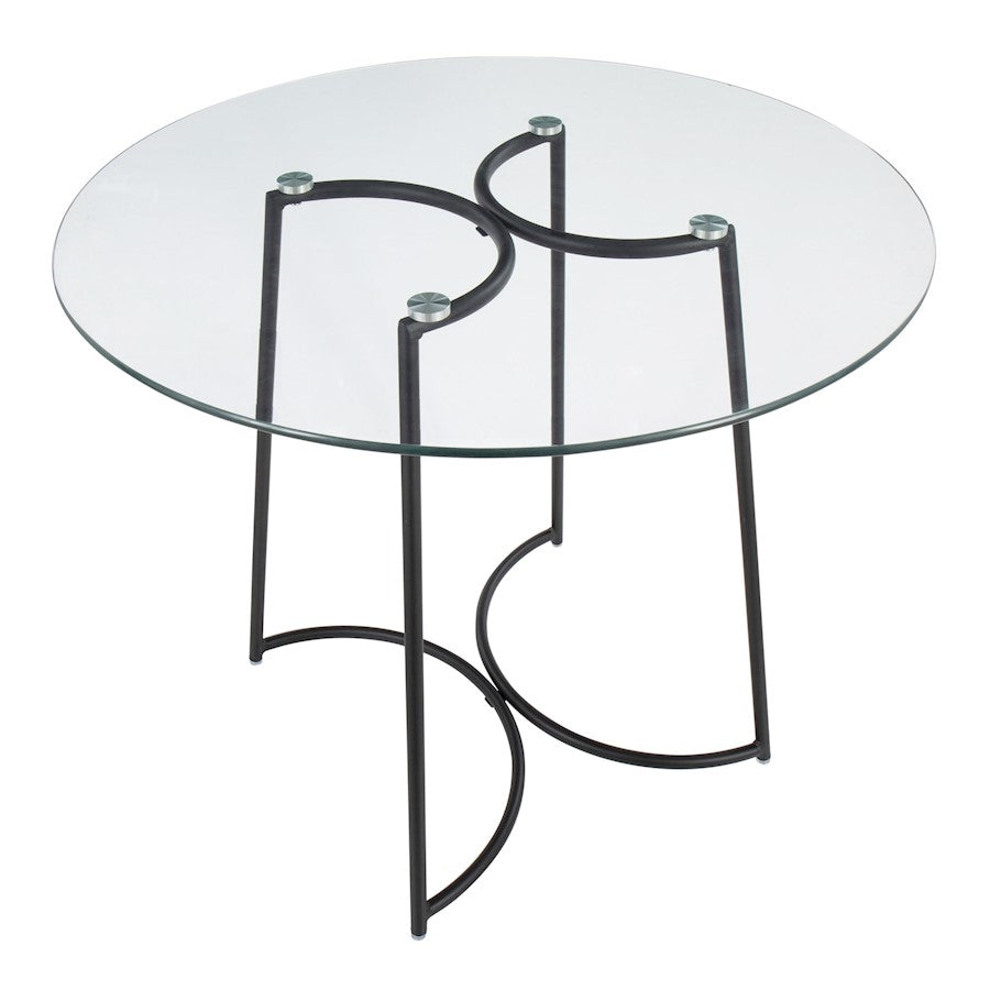 LumiSource Cece 35in Round Dinette Table | Glam Black Steel & Clear Glass | Kitchen & Dining Room Table | 35 x 35 x 30.25 in | Model DT-CECE35BKGL