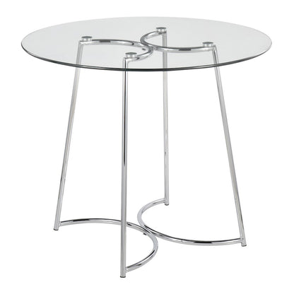 LumiSource Cece 35in Round Dinette Table | Chrome Painted Steel and Clear Tempered Glass | Kitchen & Dining Room | 35 x 35 x 30 in | Model DT-CECE35GL