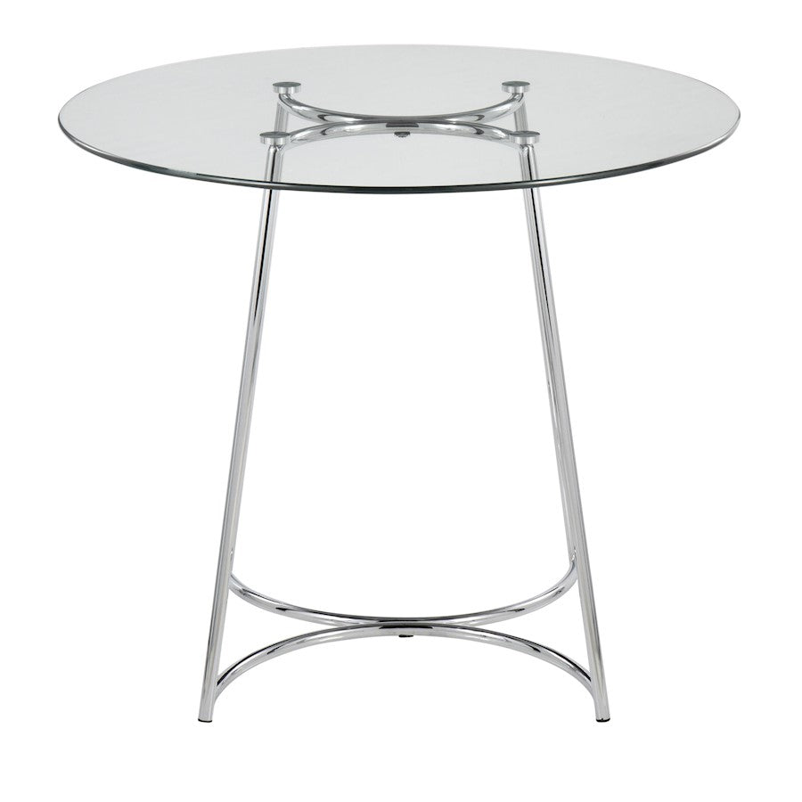LumiSource Cece 35in Round Dinette Table | Chrome Painted Steel and Clear Tempered Glass | Kitchen & Dining Room | 35 x 35 x 30 in | Model DT-CECE35GL