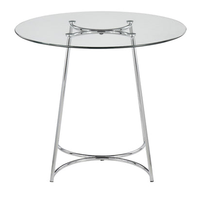 LumiSource Cece 35in Round Dinette Table | Chrome Painted Steel and Clear Tempered Glass | Kitchen & Dining Room | 35 x 35 x 30 in | Model DT-CECE35GL