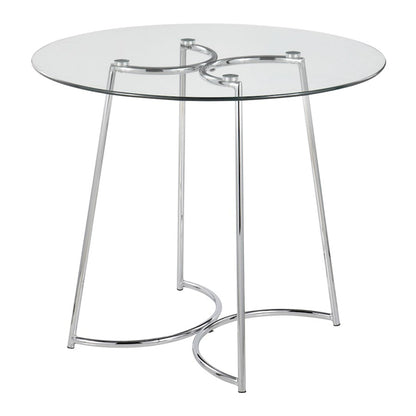 LumiSource Cece 35in Round Dinette Table | Chrome Painted Steel and Clear Tempered Glass | Kitchen & Dining Room | 35 x 35 x 30 in | Model DT-CECE35GL