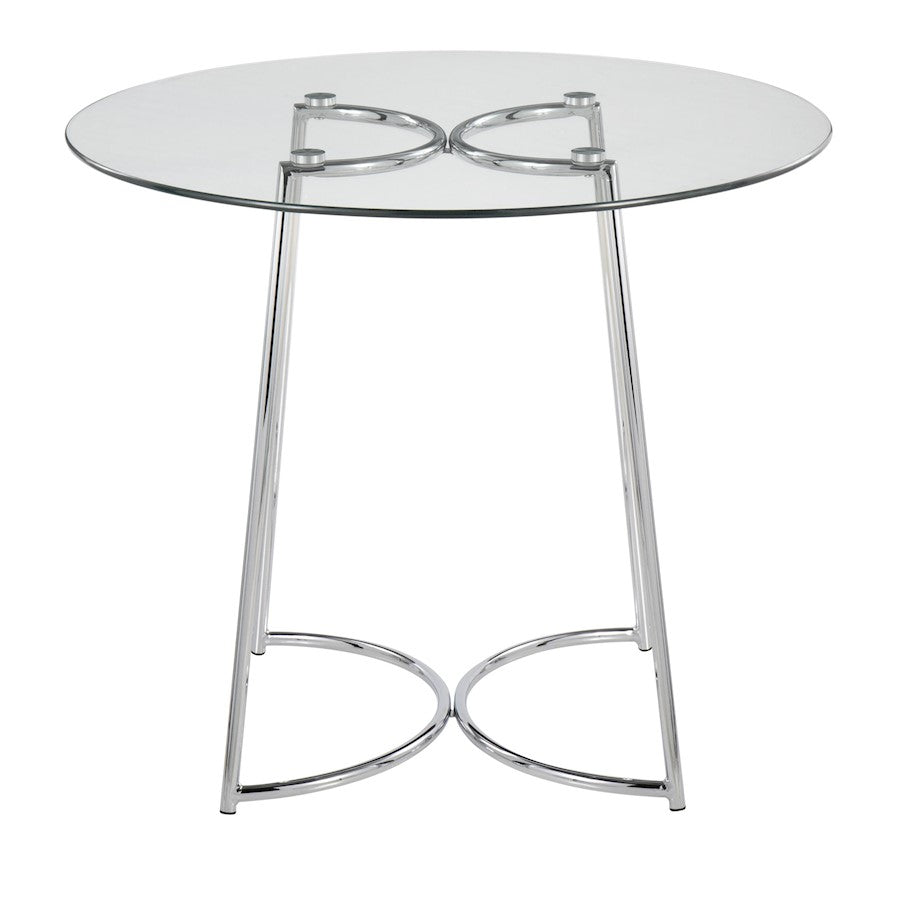 LumiSource Cece 35in Round Dinette Table | Chrome Painted Steel and Clear Tempered Glass | Kitchen & Dining Room | 35 x 35 x 30 in | Model DT-CECE35GL