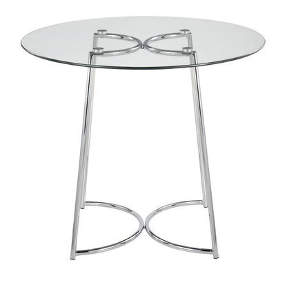 LumiSource Cece 35in Round Dinette Table | Chrome Painted Steel and Clear Tempered Glass | Kitchen & Dining Room | 35 x 35 x 30 in | Model DT-CECE35GL