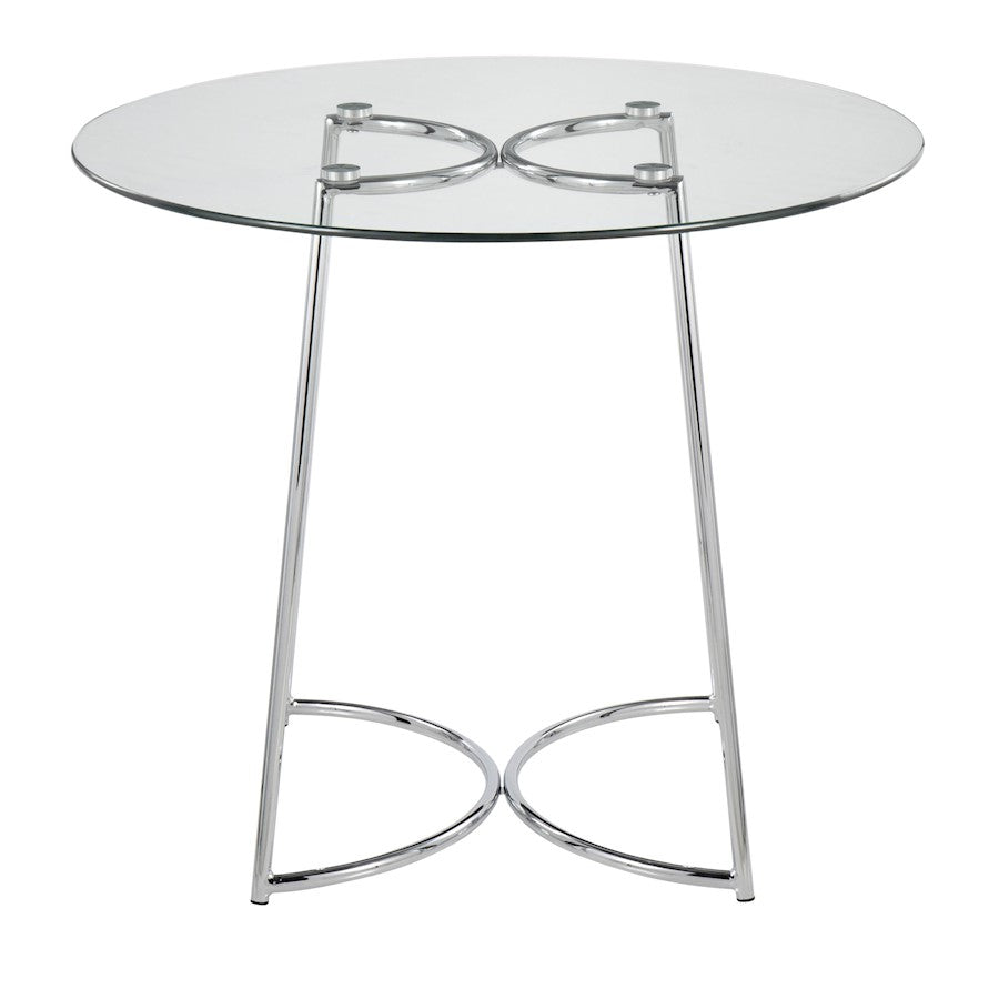 LumiSource Cece 35in Round Dinette Table | Chrome Painted Steel and Clear Tempered Glass | Kitchen & Dining Room | 35 x 35 x 30 in | Model DT-CECE35GL
