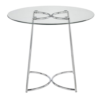 LumiSource Cece 35in Round Dinette Table | Chrome Painted Steel and Clear Tempered Glass | Kitchen & Dining Room | 35 x 35 x 30 in | Model DT-CECE35GL