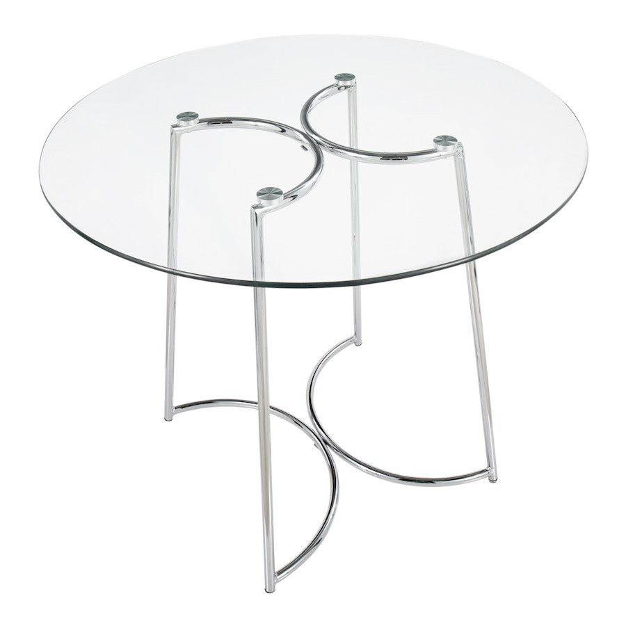 LumiSource Cece 35in Round Dinette Table | Chrome Painted Steel and Clear Tempered Glass | Kitchen & Dining Room | 35 x 35 x 30 in | Model DT-CECE35GL