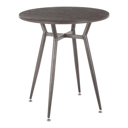 LumiSource Clara 28in Round Dinette Table | Antique Metal and Espresso Bamboo | Small Kitchen & Dining Room | 28 x 28 x 30 in | Model DT-CLARARNANE