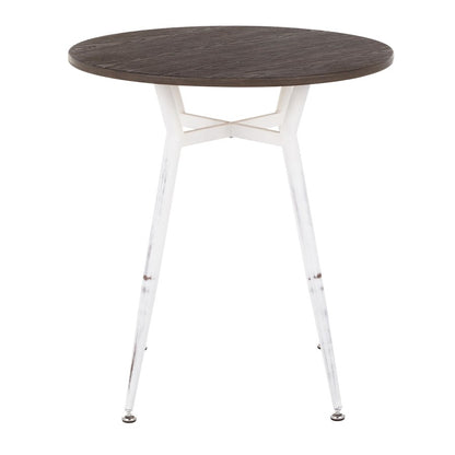 LumiSource Clara 28in Round Dinette Table | Vintage White Metal and Espresso Bamboo | Small Kitchen & Dining Room | Model DT-CLARARNVWE
