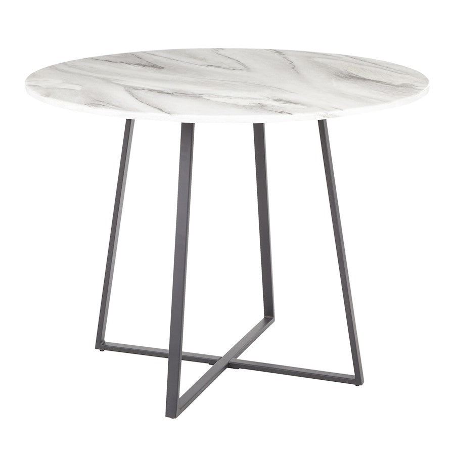 LumiSource Cosmo 40in Round Dining Table | Black Metal and White Marble Top | Modern Kitchen & Dining Room | Model DT-COSMO2BKWMB