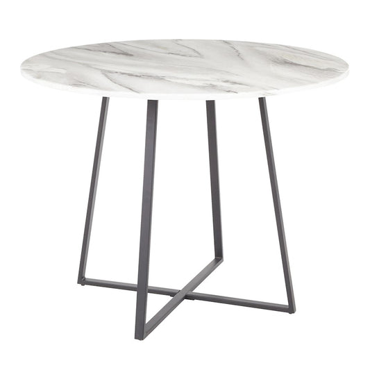 LumiSource Cosmo 40in Round Dining Table | Black Metal and White Marble Top | Modern Kitchen & Dining Room | Model DT-COSMO2BKWMB