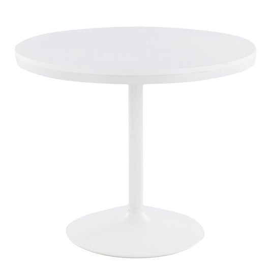 LumiSource Dakota 36in Square Dining Table | Industrial White Steel and White Wood | Kitchen & Dining Room | 36 x 36 x 30 in | Model DT-DKTAWW