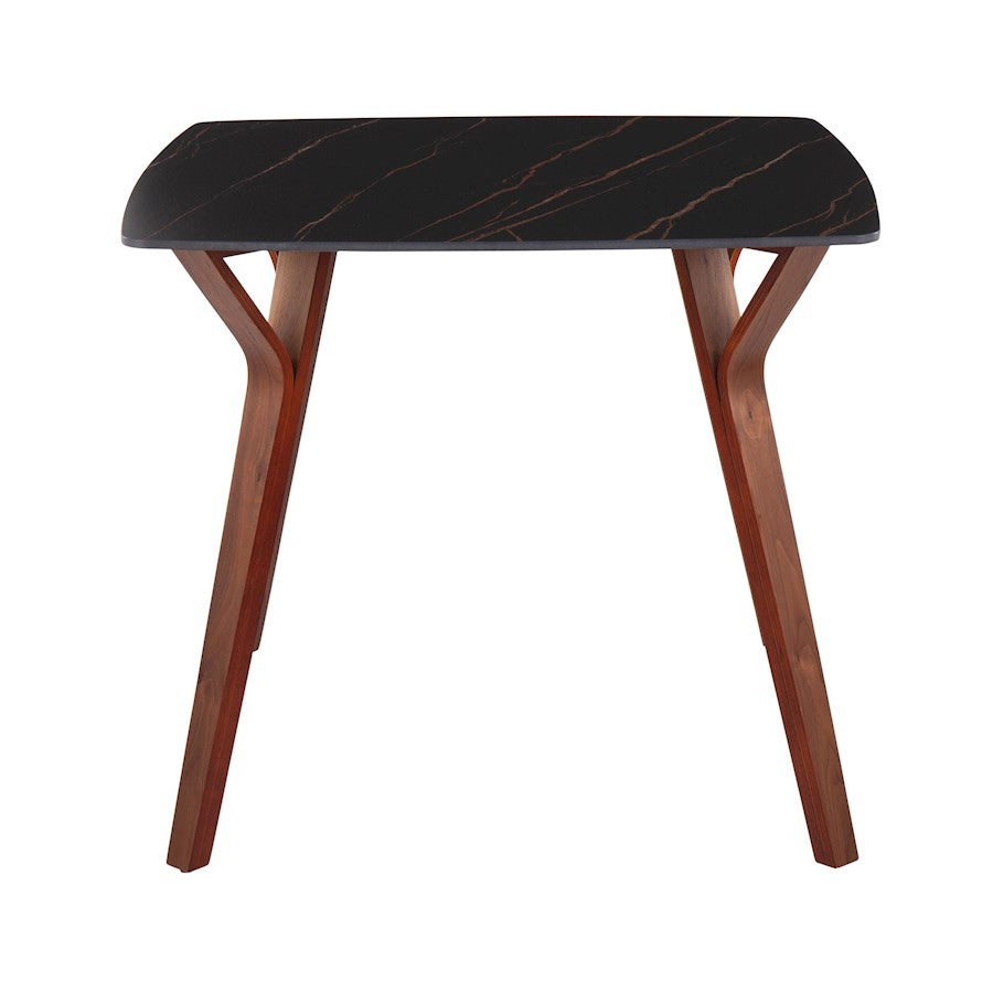 LumiSource Folia 38in Square Dining Table | Mid-Century Walnut Wood and Black Textured Marble | Dining Room & Casual | Model DT-FOLIAWLBKMB