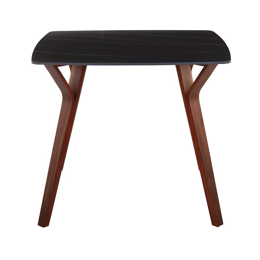 LumiSource Folia 38in Square Dining Table | Mid-Century Walnut Wood and Black Textured Marble | Dining Room & Casual | Model DT-FOLIAWLBKMB