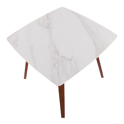 LumiSource Folia 38in Square Dinette Table | Mid-Century Walnut Wood and White Marble | Kitchen & Dining Room | 38 x 38 x 30 in | Model DT-FOLIAWLWMB