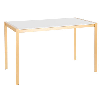 LumiSource Fuji 50in Dining Table | Glam Gold Metal and White Marble | Dining Room & Kitchen | 50 x 28 x 30 in | Model DT-FUJ4728AUWM
