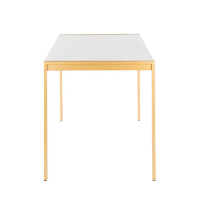 LumiSource Fuji 50in Dining Table | Glam Gold Metal and White Marble | Dining Room & Kitchen | 50 x 28 x 30 in | Model DT-FUJ4728AUWM