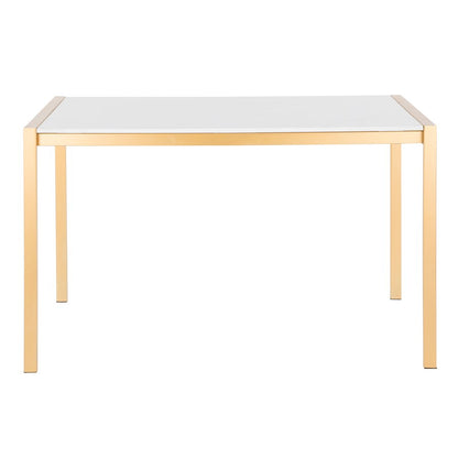 LumiSource Fuji 50in Dining Table | Glam Gold Metal and White Marble | Dining Room & Kitchen | 50 x 28 x 30 in | Model DT-FUJ4728AUWM