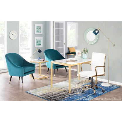 LumiSource Fuji 50in Dining Table | Glam Gold Metal and White Marble | Dining Room & Kitchen | 50 x 28 x 30 in | Model DT-FUJ4728AUWM