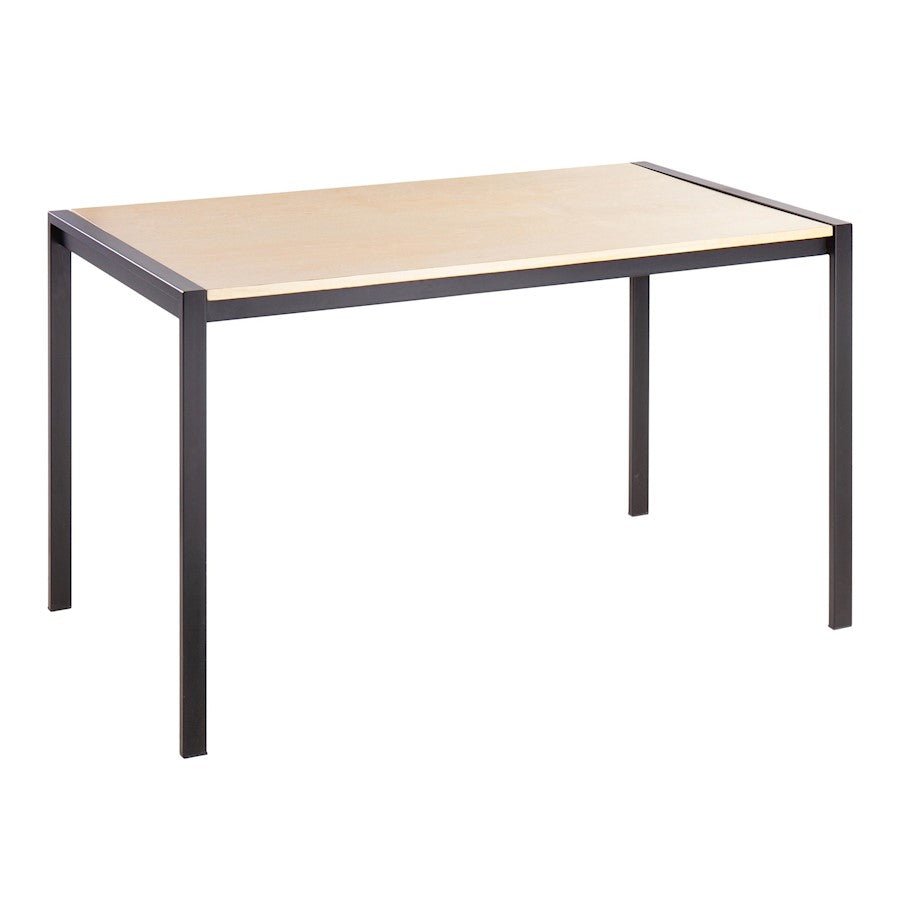 LumiSource Fuji 50in Rectangular Dinette Table | Contemporary Black Metal and Natural Wood | Kitchen & Dining Room | Model DT-FUJI4728BKNA