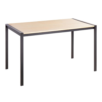 LumiSource Fuji 50in Rectangular Dinette Table | Contemporary Black Metal and Natural Wood | Kitchen & Dining Room | Model DT-FUJI4728BKNA