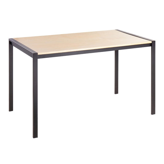 LumiSource Fuji 50in Rectangular Dinette Table | Contemporary Black Metal and Natural Wood | Kitchen & Dining Room | Model DT-FUJI4728BKNA