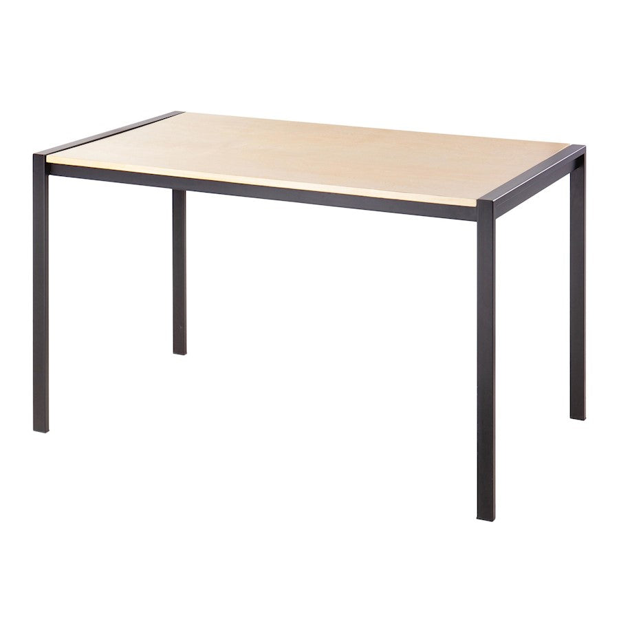 LumiSource Fuji 50in Rectangular Dinette Table | Contemporary Black Metal and Natural Wood | Kitchen & Dining Room | Model DT-FUJI4728BKNA
