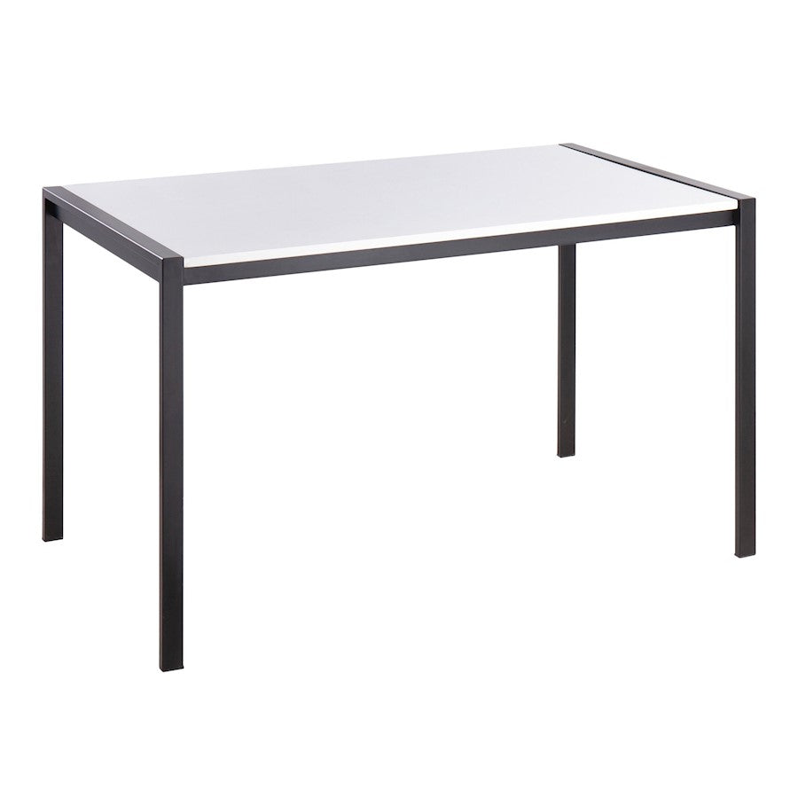LumiSource Fuji 50in Rectangular Dinette Table | Contemporary Black Metal and White Wood | Kitchen & Dining Room | Model DT-FUJI4728BKW
