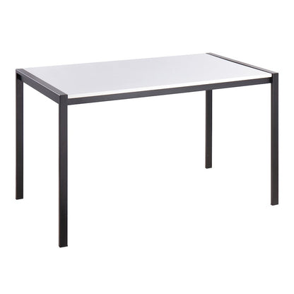 LumiSource Fuji 50in Rectangular Dinette Table | Contemporary Black Metal and White Wood | Kitchen & Dining Room | Model DT-FUJI4728BKW