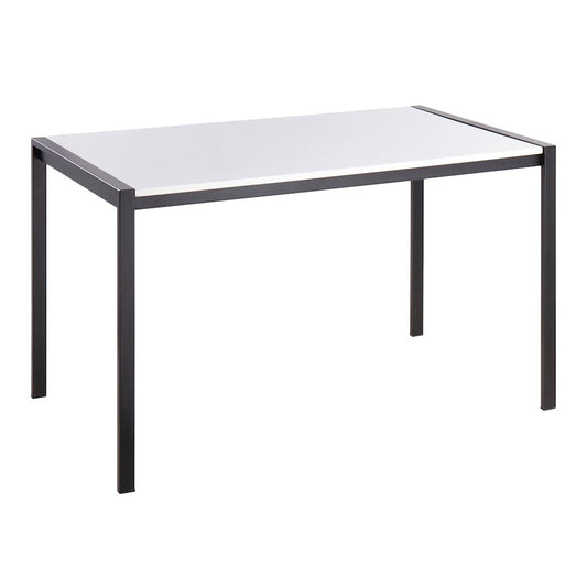 LumiSource Fuji 50in Rectangular Dinette Table | Contemporary Black Metal and White Wood | Kitchen & Dining Room | Model DT-FUJI4728BKW