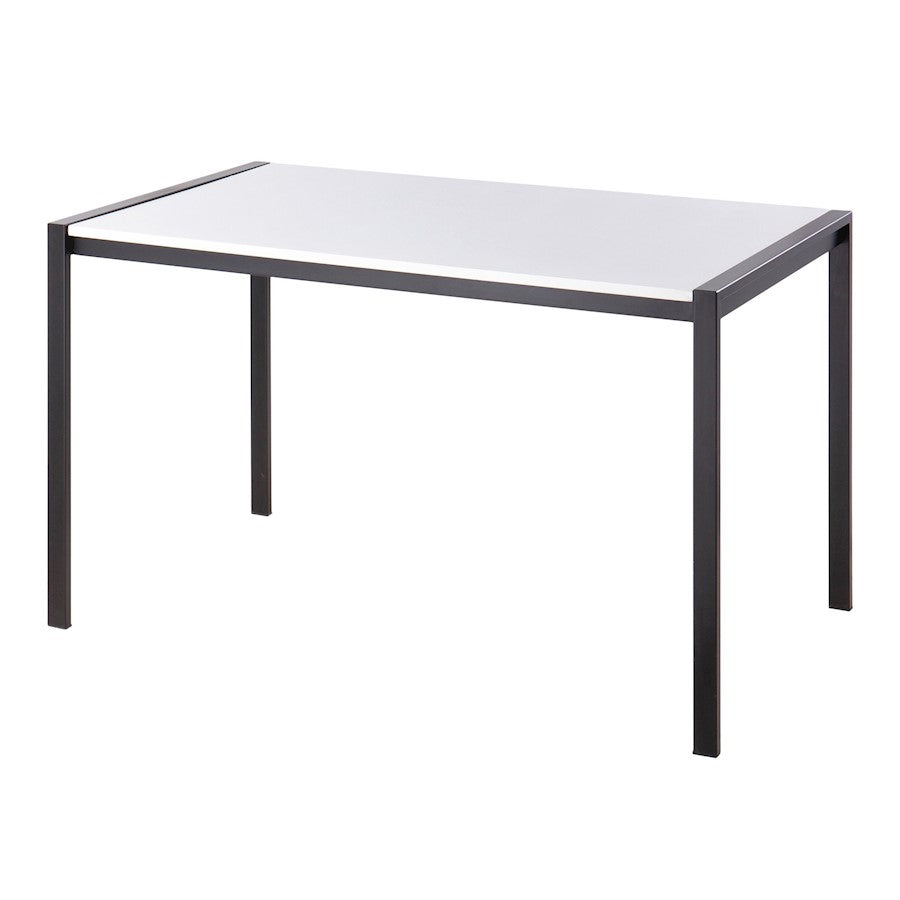 LumiSource Fuji 50in Rectangular Dinette Table | Contemporary Black Metal and White Wood | Kitchen & Dining Room | Model DT-FUJI4728BKW
