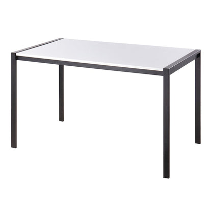 LumiSource Fuji 50in Rectangular Dinette Table | Contemporary Black Metal and White Wood | Kitchen & Dining Room | Model DT-FUJI4728BKW