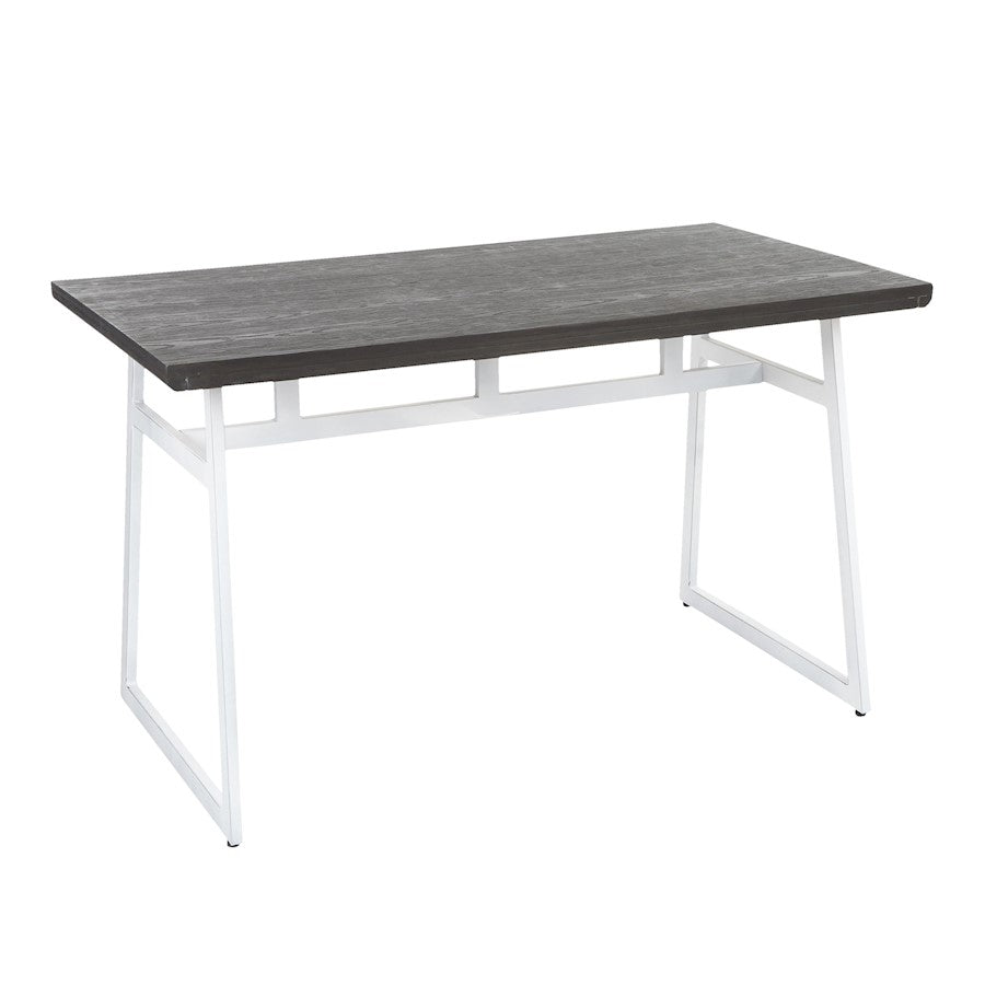 LumiSource Geo Dining Table | Vintage White Metal & Espresso Bamboo | Kitchen & Dining Room | 51.25 x 28 x 30.25 in | Model DT-GEOVWE