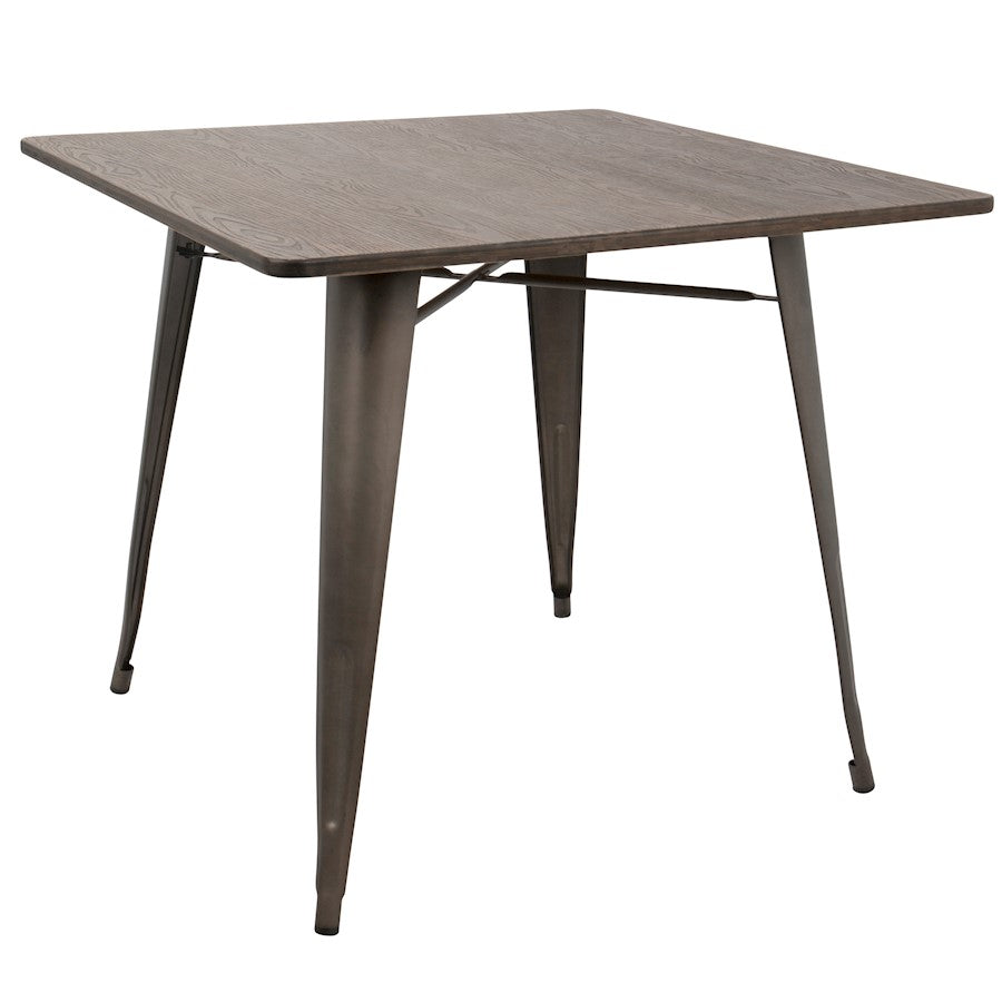 LumiSource Oregon Square Table | Antique Metal & Espresso Bamboo | Kitchen & Dining Room | 36 x 36 x 30.5 in | Model DT-OR3636AN-E