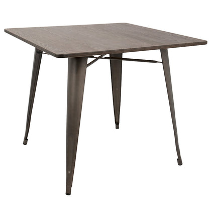 LumiSource Oregon Square Table | Antique Metal & Espresso Bamboo | Kitchen & Dining Room | 36 x 36 x 30.5 in | Model DT-OR3636AN-E