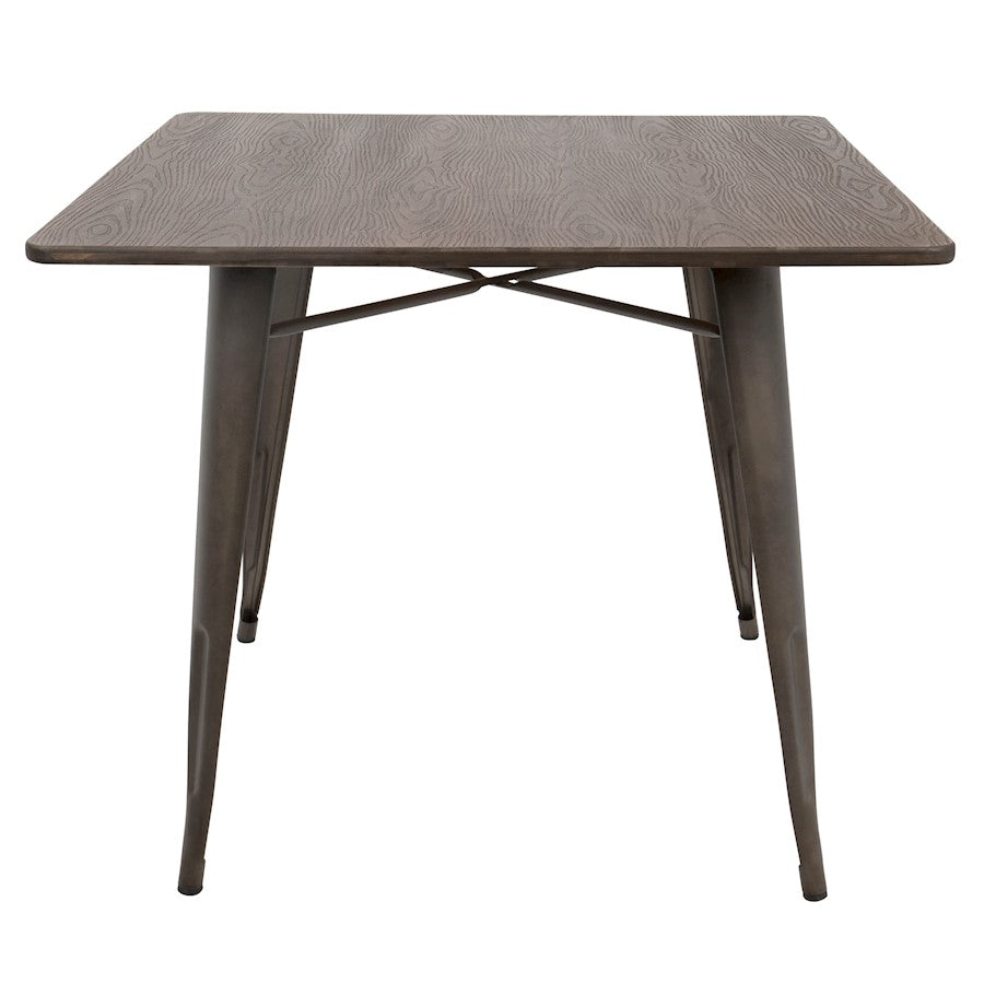 LumiSource Oregon Square Table | Antique Metal & Espresso Bamboo | Kitchen & Dining Room | 36 x 36 x 30.5 in | Model DT-OR3636AN-E