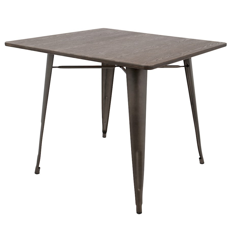 LumiSource Oregon Square Table | Antique Metal & Espresso Bamboo | Kitchen & Dining Room | 36 x 36 x 30.5 in | Model DT-OR3636AN-E