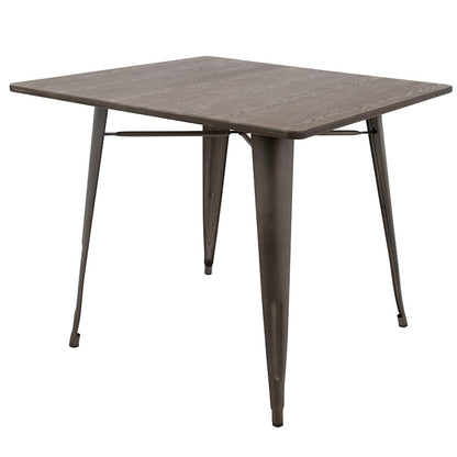 LumiSource Oregon Square Table | Antique Metal & Espresso Bamboo | Kitchen & Dining Room | 36 x 36 x 30.5 in | Model DT-OR3636AN-E