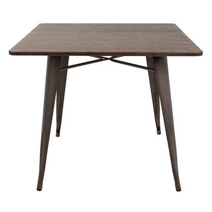 LumiSource Oregon Square Table | Antique Metal & Espresso Bamboo | Kitchen & Dining Room | 36 x 36 x 30.5 in | Model DT-OR3636AN-E