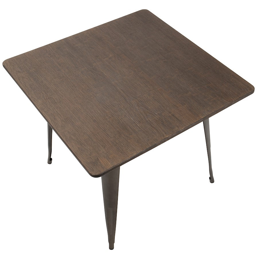 LumiSource Oregon Square Table | Antique Metal & Espresso Bamboo | Kitchen & Dining Room | 36 x 36 x 30.5 in | Model DT-OR3636AN-E