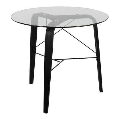 LumiSource Trilogy Round Dinette Table | Black Wood & Clear Glass | Dining Room & Kitchen | 34 x 34 x 30.5 in | Model DT-TRILOGY34BKGL